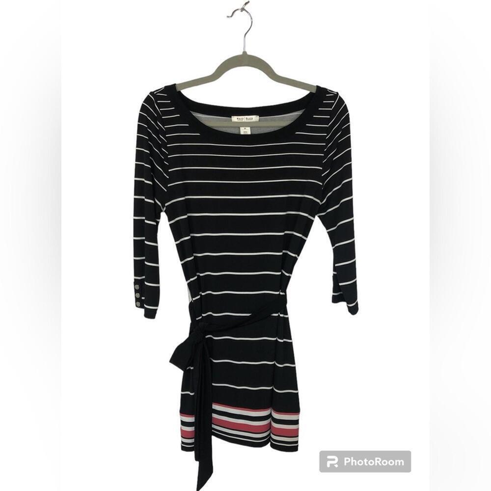 White House Black Market Women’s Border Stripe Mini Dress Belted